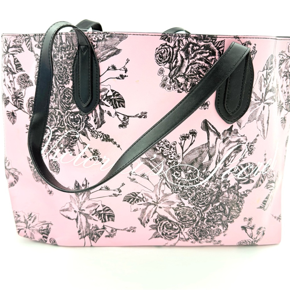 NWT Victoria's Secret Limited Edition Faux Leather pink floral tote bag (B0004)